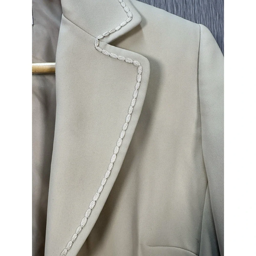 Tahari Arthur S Levine Beige Snap‎ Button Blazer Office Wear Business Jacket 6P
